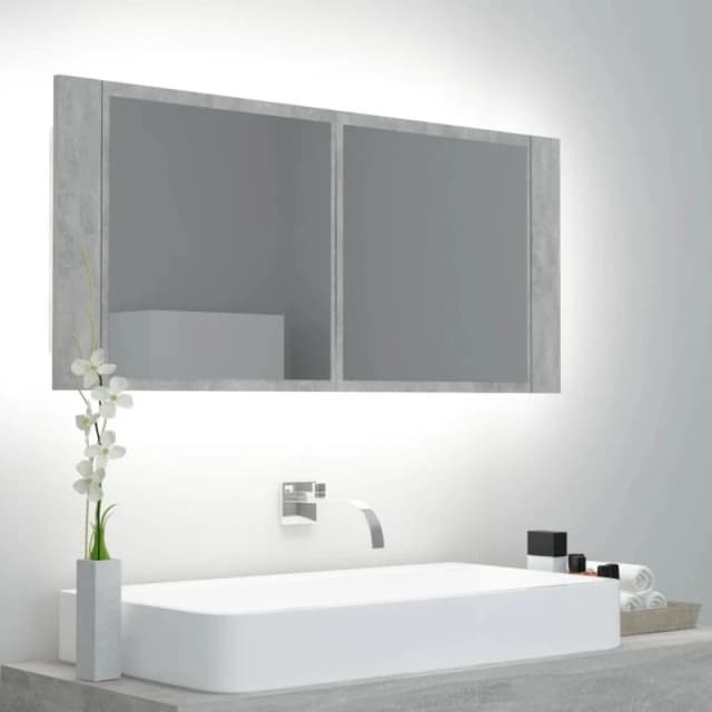 VIDAXL LED Bathroom Mirror Cabinet Concrete Grey 100x12x45cm Acrylic Vidaxl 8720286221693