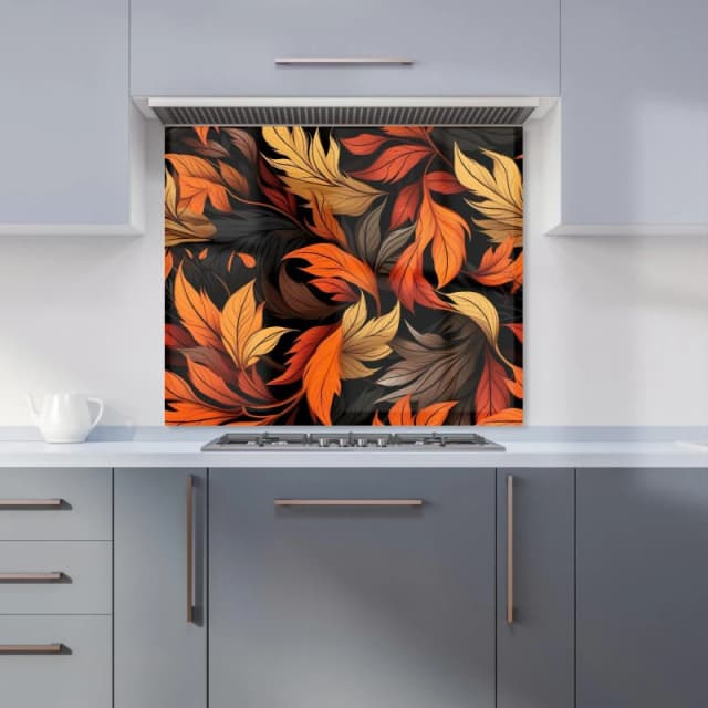 Warren Reed - Designer Autumn Leaves Design Kitchen Splashback in Orange Size: 600mm x 750mm Orange Unisex 600mm x 750mm