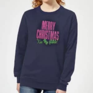 National Lampoon Merry Christmas (Kiss My @$$) Womens Christmas Sweatshirt - Navy - L