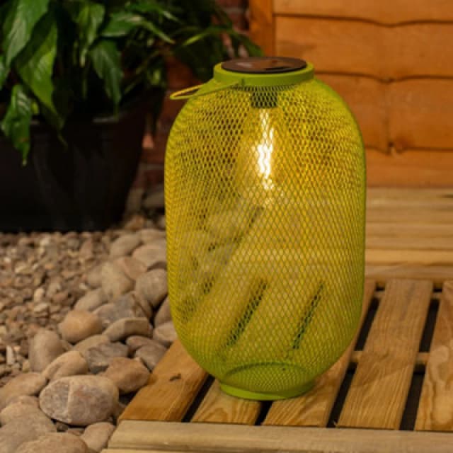 ValueLights ValueLights Metal Mesh Basket Solar Powered Outdoor Garden Lantern Light in Bright Green Bright Green One Size Unisex 5016529270959