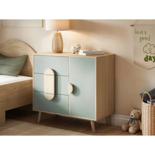Flair Noah Chest of Drawers Oak in Green Green Unisex