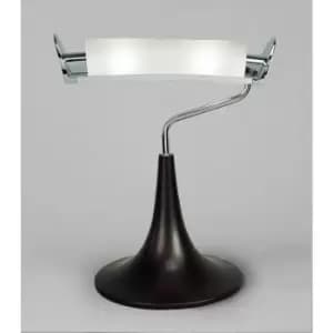 Zira Table Lamp 2 G9 Bulbs, Polished Chrome/White Frosted Glass/Wenge