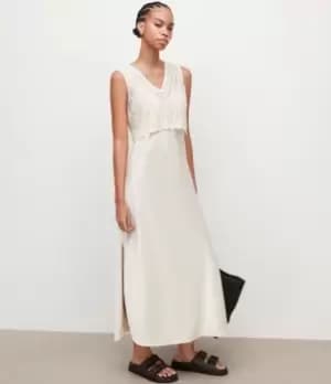 AllSaints Womens Cass 2-In-1 Dress, Artic White, Size: M
