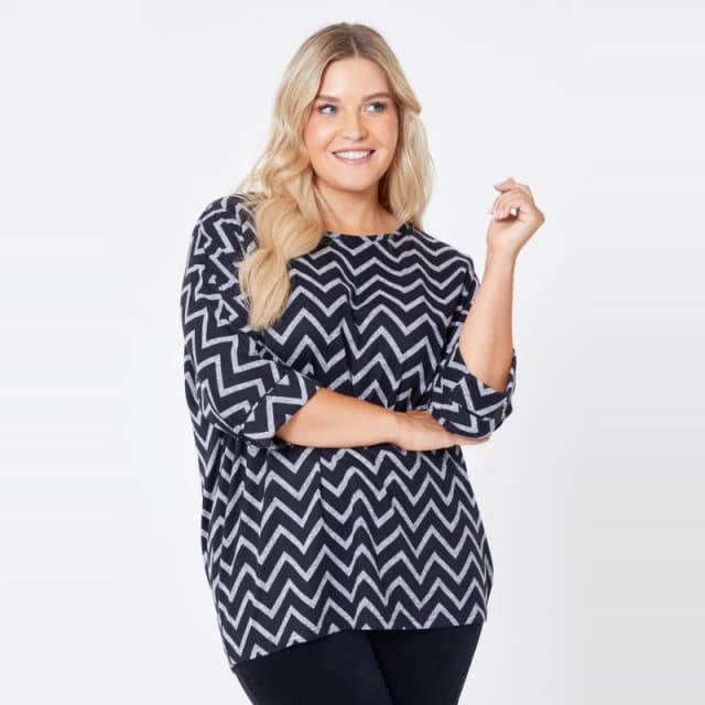 Be You Supersoft Zag Tunic - Black 12