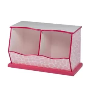 Fantasy Fields - Fashion Giraffe Prints Miranda Toy Cubby Storage - Pink / White