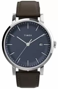 Timex TW2V36500 Midtown Blue Dial Brown Leather Strap Watch