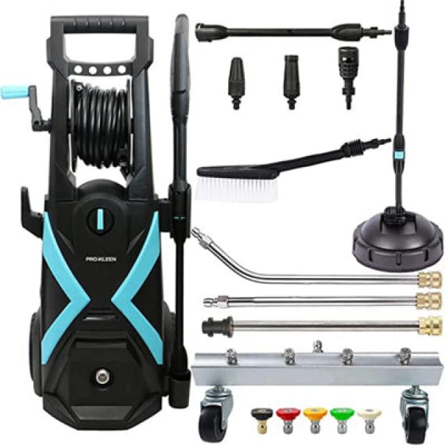 Pro-Kleen Pressure Washer, Power Jet Wash Portable, 165 Bar, 2.2Kw With Patio Cleaner & Chassis Clea