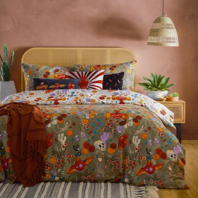 La Vida Festive Reversible Duvet Cover Set Multicolour, Multicolour / Single