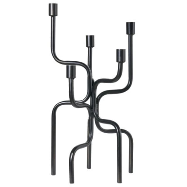 Beliani Candle Holder Porrtela Metal 50 Cm Black