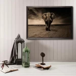 Strong Elephant XL Multicolor Decorative Framed Wooden Painting