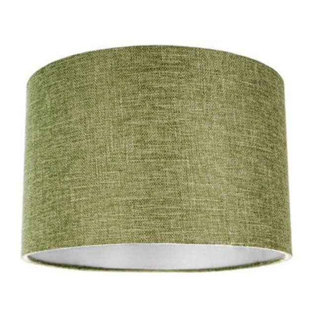 Happy Homewares Contemporary And Sleek Olive Sage Plain Linen Fabric Drum Lamp Shade 60W Maximum