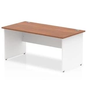 Trexus Desk Rectangle Panel End 1600x800mm Walnut Top White Panels Ref