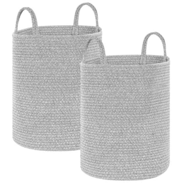 Beliani Set Of 2 Baskets Saryk Cotton Grey
