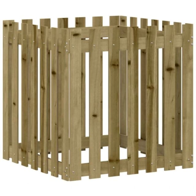 vidaXL Garden Planter with Fence Design 70x70x70cm - Pine, Brown 832466