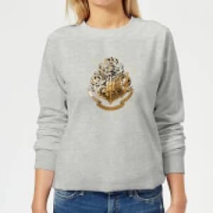 Harry Potter Star Hogwarts Gold Crest Womens Sweatshirt - Grey - 3XL