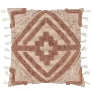 Kalai Tuft Tasselled Cushion Cinnamon, Cinnamon / 45 x 45cm / Polyester Filled