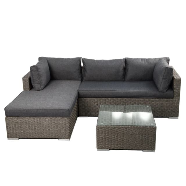 Furniture One 5 Piece Modular Wicker Garden Daybed -210cm, Grey A1356-UK-F