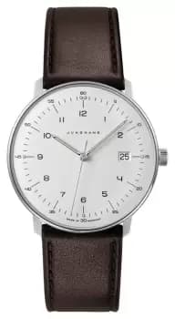 Junghans 41/4461.02 Mens Max Bill Quartz White Dial Brown Watch