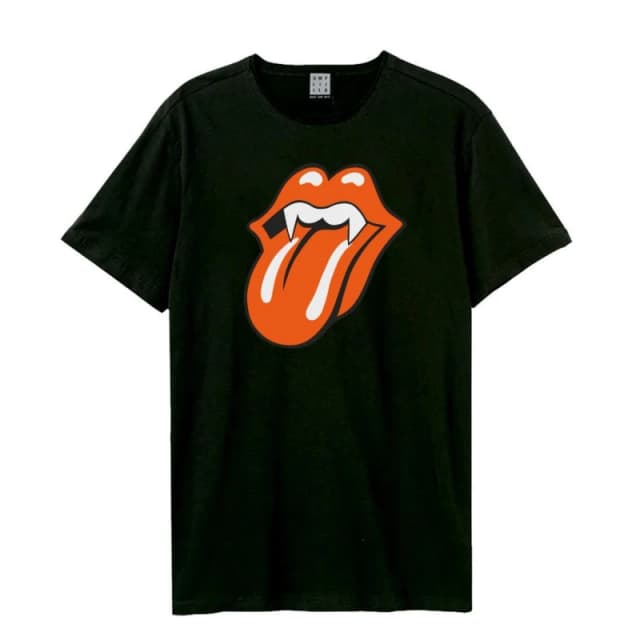 Amplified Amplified Men Fang Tongue The Rolling Stones T-Shirt in Black Size: X-Small Black XS Male 5063852060269