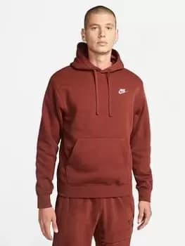 Nike Nsw Club Fleece Hoody, Oxen Brown/Oxen Brown/White, Male, Hoodies, BV2654-217