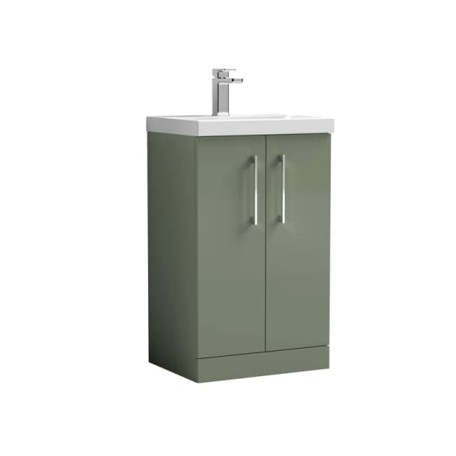 Balterley Contemporary Bathroom 2-Door Floor Vanity Unit, Satin Green, 500mm in Green Green Unisex