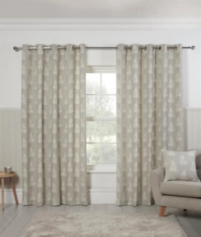 Sundour Esher Fern Eyelet Curtains - Silver Silver 46 x 72 In