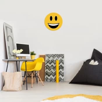 Emoji - 2 Yellow Black White Decorative Wooden Wall Accessory
