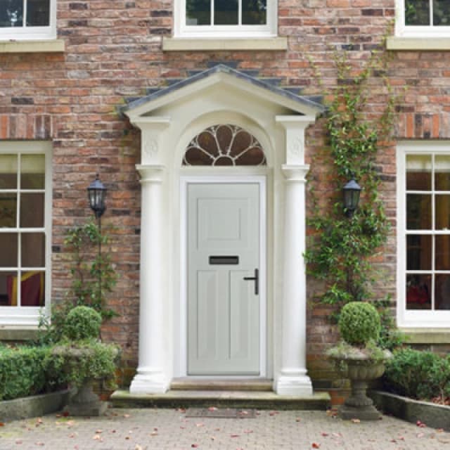 Lacerta Composite Door Eaton Solid Agate Grey 920mm X 2090mm Open In Left Hand No Glass 10 Year Guarantee - Free Delivery & Smart Lock