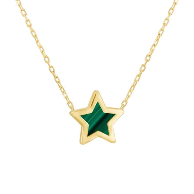 Be You 9ct Gold Malachite Star Necklace Yellow Gold female 16-17inch