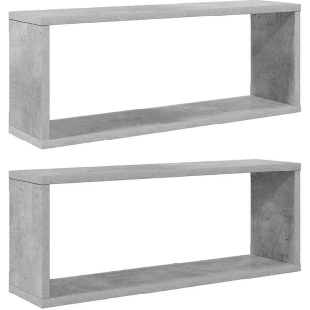 VIDAXL Vidaxl - Wall Cube Shelf 2 pcs Concrete Grey 60x15x23cm Engineered Wood 8720286595633