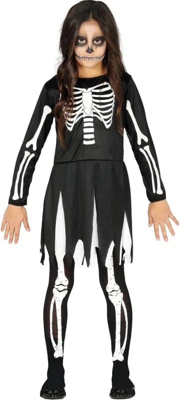 Fiestas Guirca Fancy Dress Child Skeleton Size 7-9 Years, Black CLG-FG87750