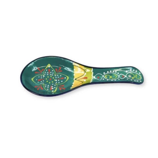 Verano Spanish Ceramics Classic Spanish Hand Painted Pattern Kitchen Dining Spoon Rest (L) 26Cm Orange/green