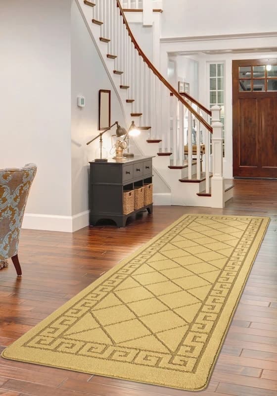 Smart Living Smart Living Tribela Heavy Duty Machine Washable Hallway Kitchen Non Slip Door Mat in Gold Size: 80cm x 300cm Gold 80cm x 300cm Unisex