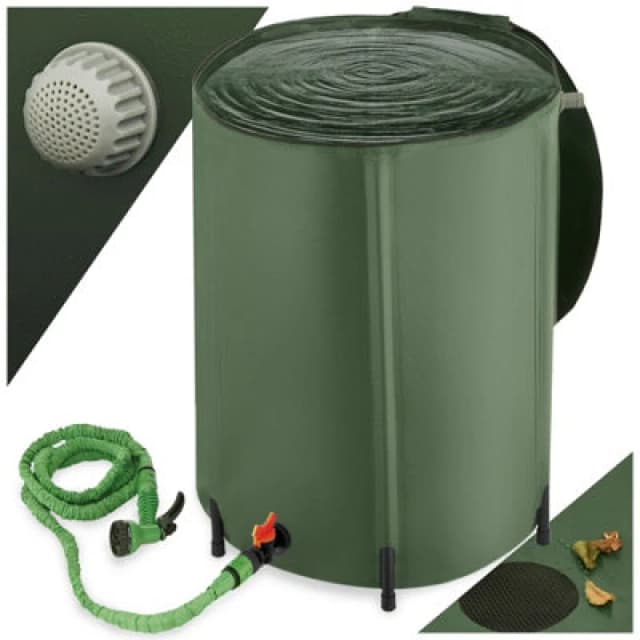 Tectake Water Butt - Tap And Overflow Protection, Foldable Weather Resistant - 250 L