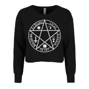 Grindstore Womens/Ladies The Devil Is Living Crop Sweatshirt (M) (Black/White)