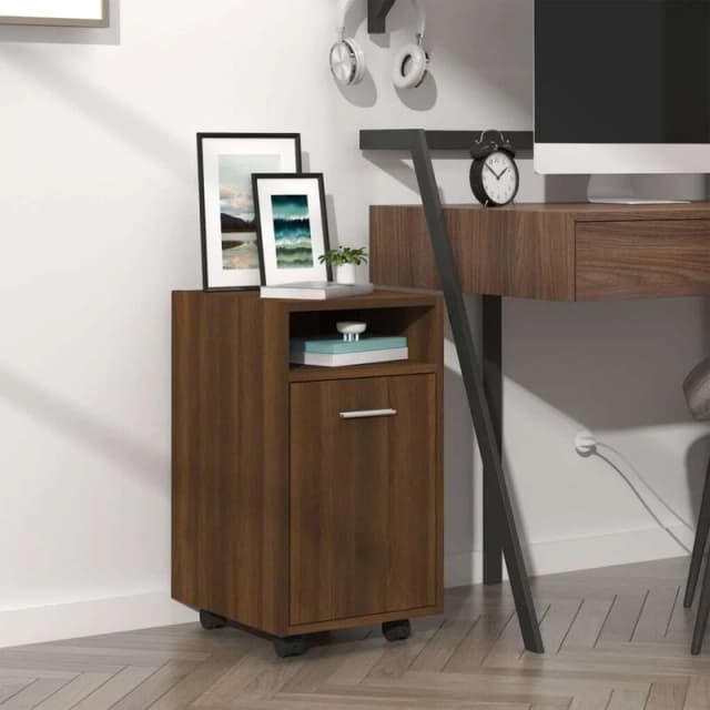 VIDAXL Side Cabinet with Wheels Brown Oak 33x38x60cm Engineered Wood vidaXL 8720286955970
