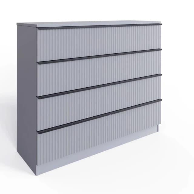 FWStyle FWStyle 8 Drawer Chest Of Drawers Dark Matt Grey Scalloped Design Grey One Size Unisex 5056413129345