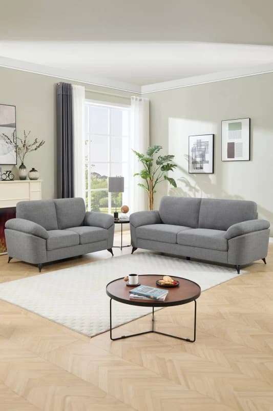 More4Homes Malmo Modern Scandi Style Fabric Living Room 2+3 Seater Sofa Set (Grey)