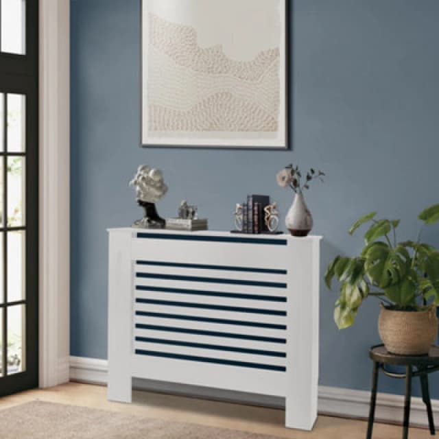 Groundlevel White Wooden Radiator Cover - 111Cm X 82Cm X 19Cm