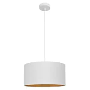 Alba Cylindrical Pendant Ceiling Light White, Gold 45cm