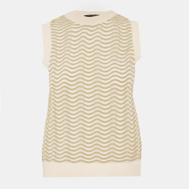 French Connection Womens London Knitted Sweater Vest Pistachio/Cream female 8 (XS)