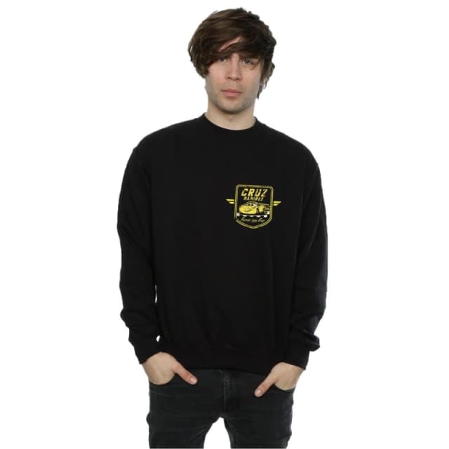 Disney Men Cars Cruz Ramirez Faux Pocket Logo Sweatshirt in Black Size: Small Black S Male 5057245933605