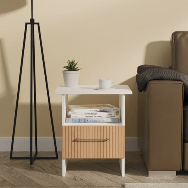 Ready Assembled 2 U Gloucester Bottom Drawer Lamp Table (Ready Assembled) in White White Unisex