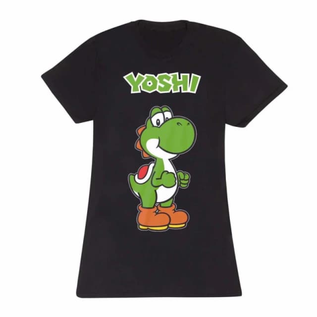 Super Mario Yoshi Fitted T-Shirt Black male