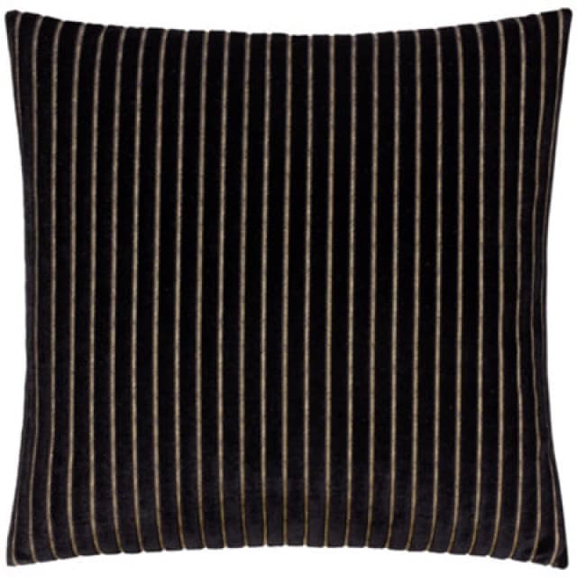 Paoletti Paoletti Savoy Stripe Velvet Cushion in Black Size: 50cm x 50cm Black 50cm x 50cm Unisex 5025532356529