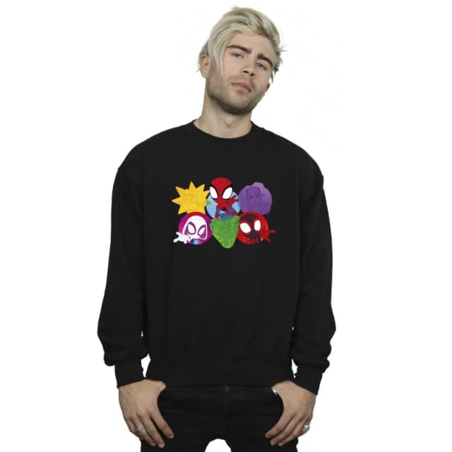 Marvel Marvel Men Spidey And His Amazing Friends Faces Sweatshirt in Black Size: Small Black S Male 5063376192538