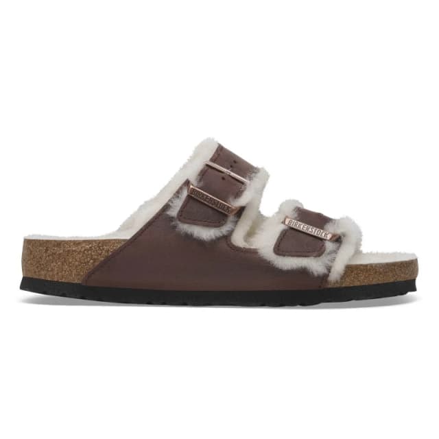 Birkenstock Sandals Birkenstock Arizona Shearling Embossed Oiled Leather Marron Unisex 39 Etroit