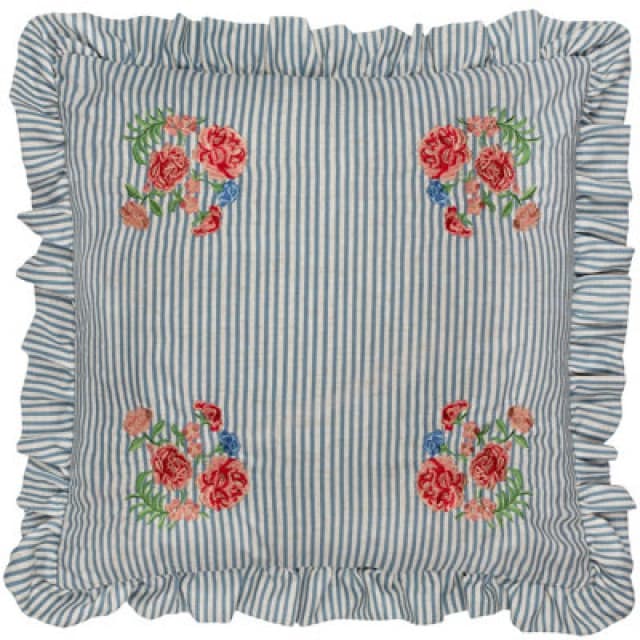 Wylder Martha Embroidered Ruffle Polyester Filled Cushion