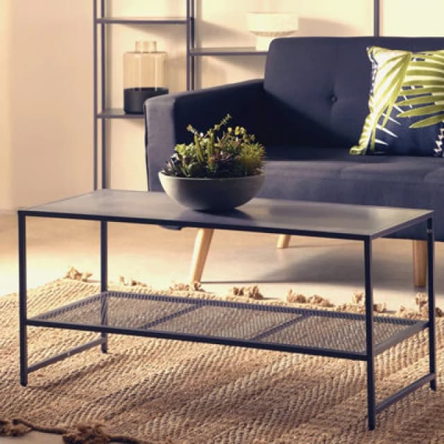 Orsina Sleek Grey Metal Coffee Table, Convenient Coffee Table For Livingroom, Industrial Design Decorative Table