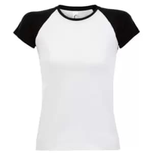 SOLS Womens/Ladies Milky Contrast Short/Sleeve T-Shirt (L) (White/Black)